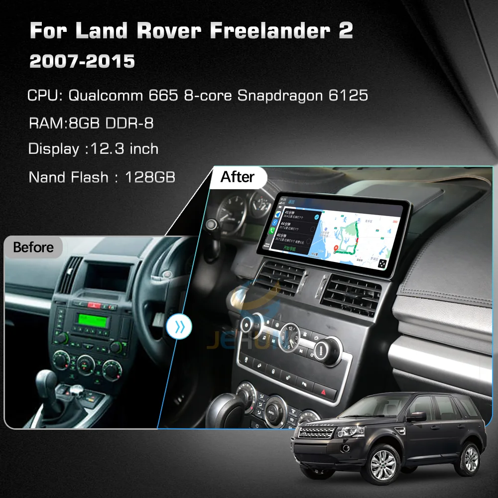 JEHUNG 12.3 inch For Land Rover Freelander 2 2007-2015 Android 12 Car Multimedia Player CarPlay GPS Radio 5G Navigation 4*4