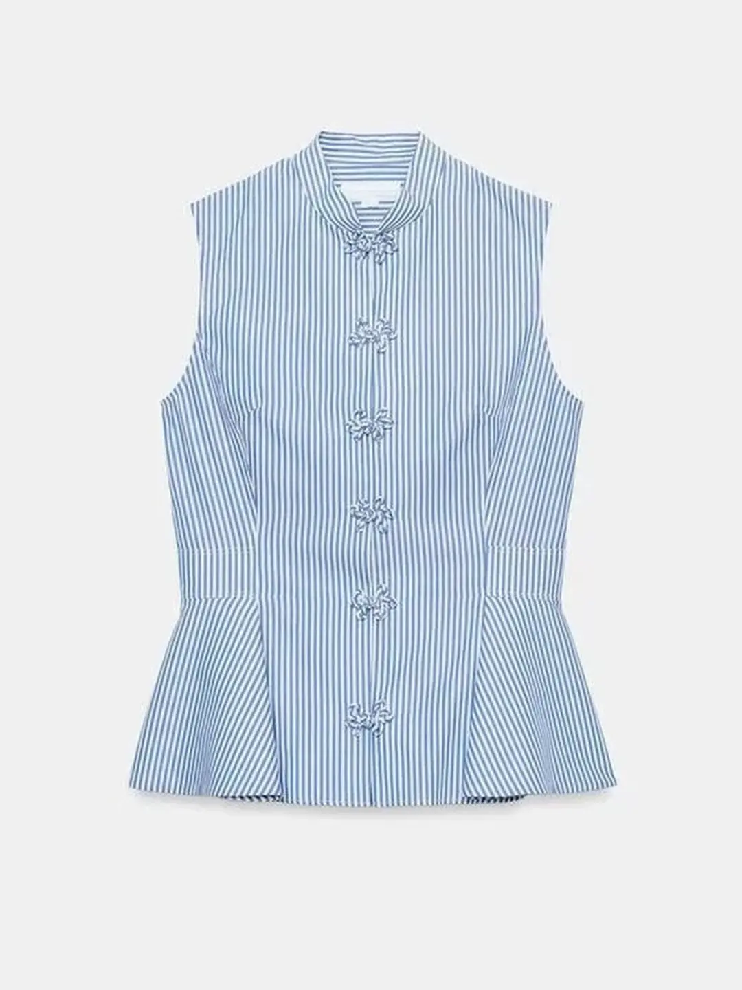 Casual Stripe Short Skirt Style Shirt Women's Sleeveless round Neck Summer New Arrival Loose Fit Linen Blend Casual Top