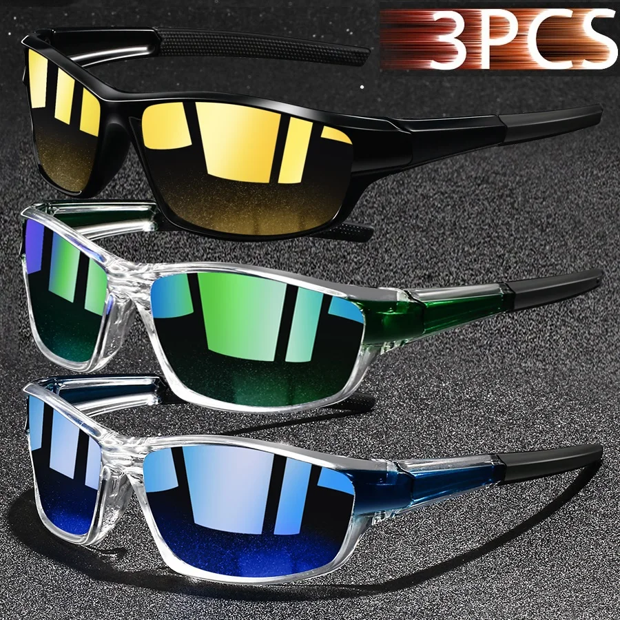 3Pieces Fashion Vintage Fishing Cycling Sports Sunglasses Men Women Running Mountaineering Sport Man Sun Glasses UV400 Eyewear