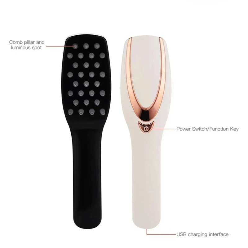 3 In 1 Phototherapy LED Massage Comb Vibrating Head Massager Brush Rechargeable Scalp Anti Hair Loss Relieve Hair Growth Durable