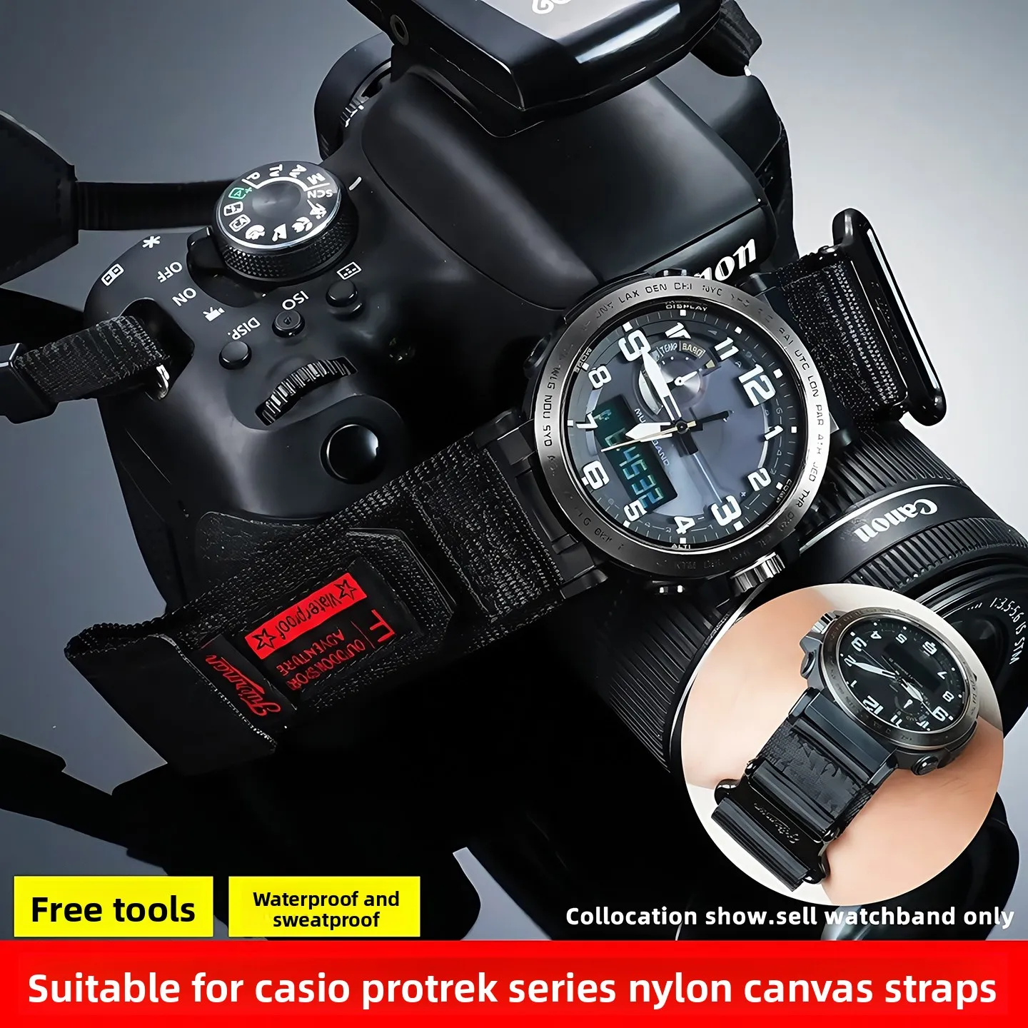 For Casio Mountaineering Watch PRG-600/650 5571 PRW-6600YB GA2200/2000 Series Sport Nylon Canvas Strap Watch band Accessories