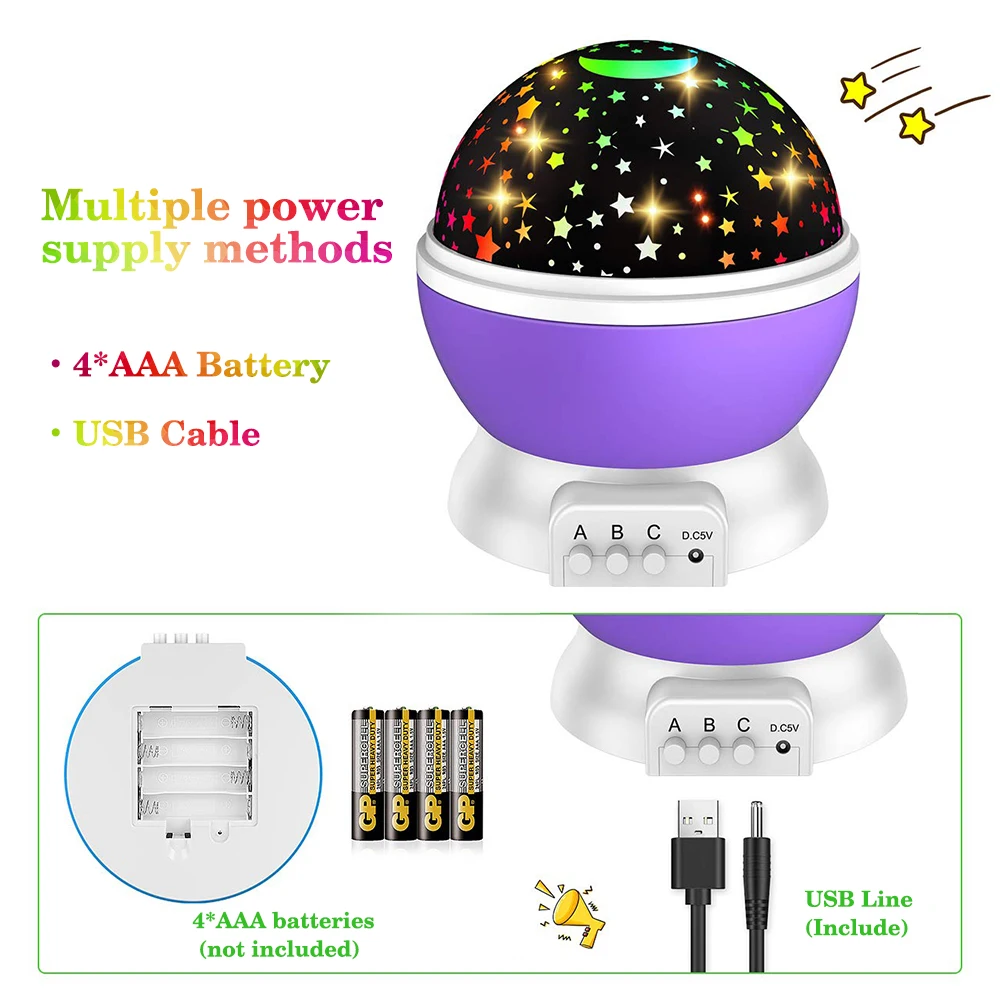 

Светодиодный ночник, вращающийся Звездный проектор, лампа для детской комнаты, декор для детской спальни, проектор Луны, галактики, настольная лампа