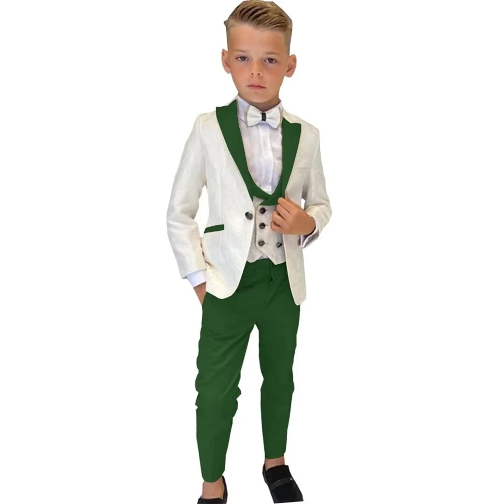 Paisley Classic 3-Piece Suits for Boys Smart And Stylish Boy\'s Tuxedo Formal Outfit For Kids Blazer Vest And Pants For Party