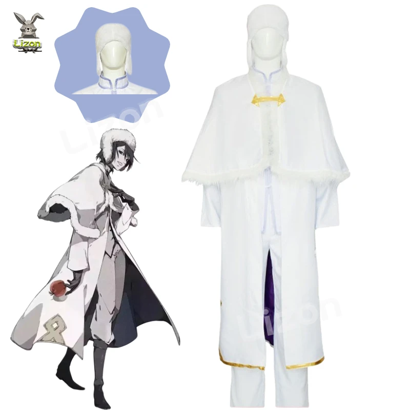 

Anime Bungou Stray Dogs 3rd Season Fyodor D Cosplay Costume White Uniforms Cloak Hat for Adult Halloween