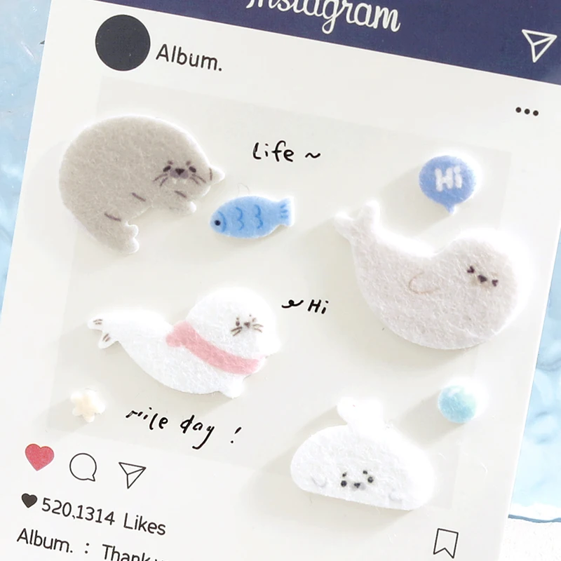 Cute Polar Regions Animals Stickers, Soft Flocked Felt 3D Stickers. Textured Stickers for Adults Scrapbooking & Planner Decor - view 5