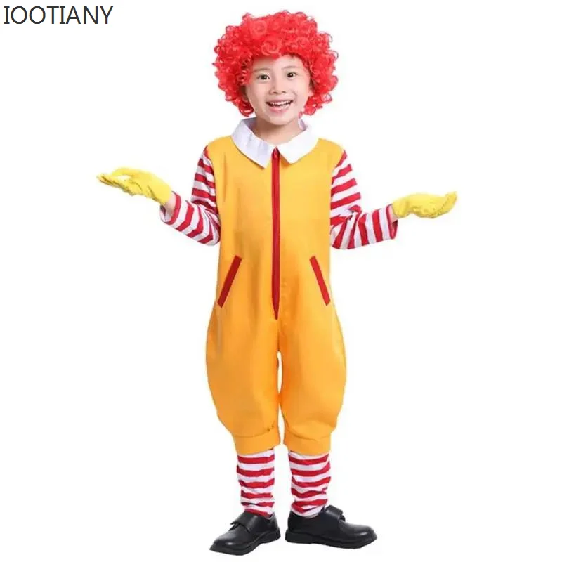 Halloween Karneval Cosplay Eltern-Kind Clown Kostüm Requisiten Party Bühne Leistung Fastfood gelbe Clown Kleidung für Kinder