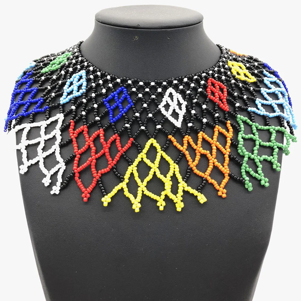 

Ethnic Colorful Resin Beads Statement Choker Necklace For Women South African Zulu Tribal Bib Collares Nigeria Indian Jewelry