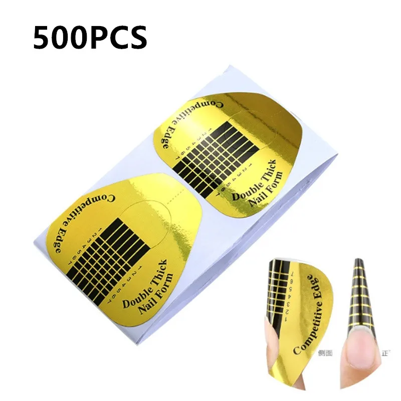 

100/200/500Pcs Acrylic UV Gel Extension Curl Form French Nail Form Tips Nail Gel Sticker Art Guide Mold Acrylic Manicure Tool
