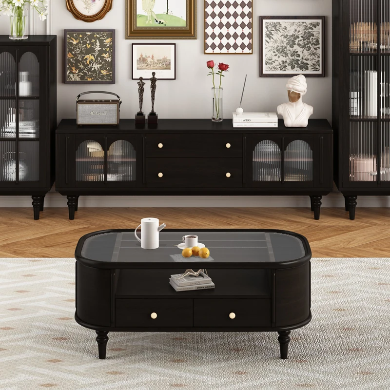 

table TV cabinet combination, fully equipped household living room, tea table and tea table, small apartment French style