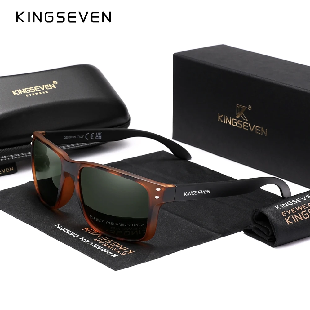 Genuine KINGSEVEN Brand Square Retro TR90 Polarized Sunglasses Women Men Carbon Fiber Pattern Design Outdoor Sports Eyewear