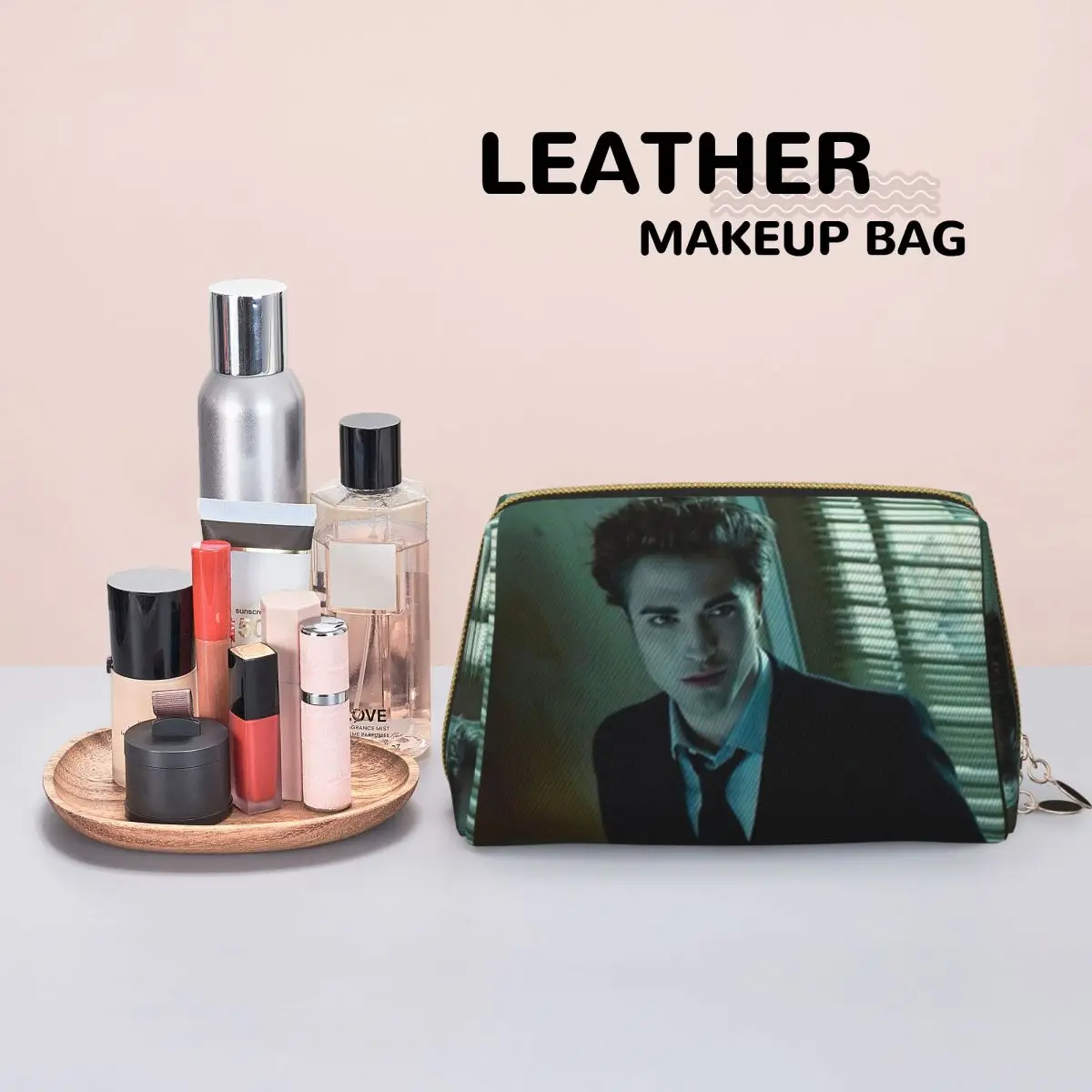 The Twilight Saga Edward Cullen Women Cosmetic Bags Travel Makeup Organizer Pouch Toiletry Storage Dopp Kit Box