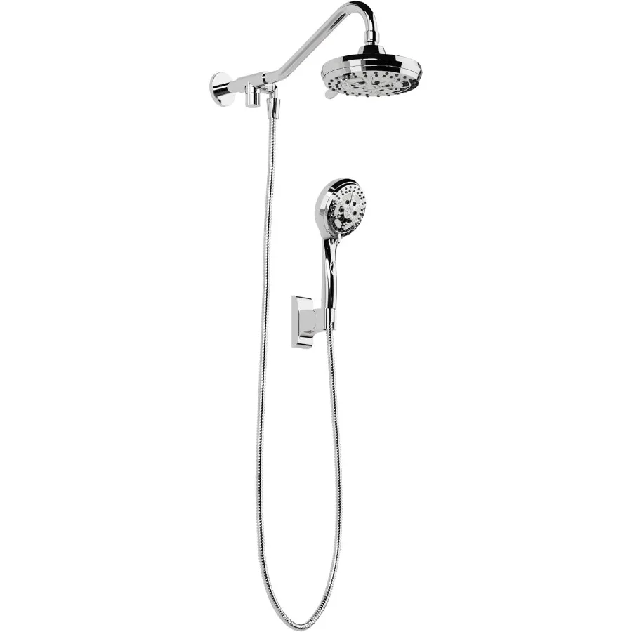 

Rain Shower Head with Handheld Spray - 1053-CH Polished Chrome Finish - 7 Rainfall Shower Head 5-Function Showerhead with