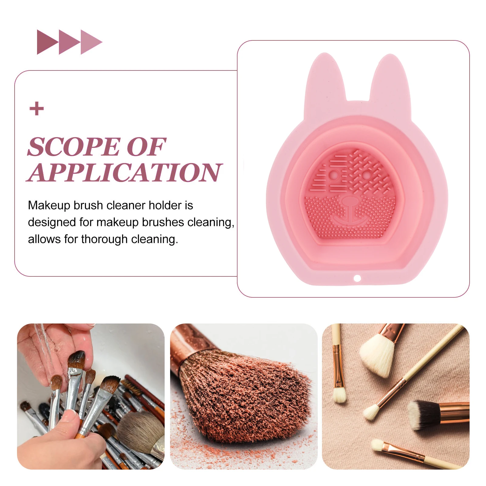 

2 pcs Pink Silicone Hanging Foldable Makeup Brush Bunny Shaped Makeup Puff Cleaners Sponge Puff Cleaner Bowl for Bathroom Home