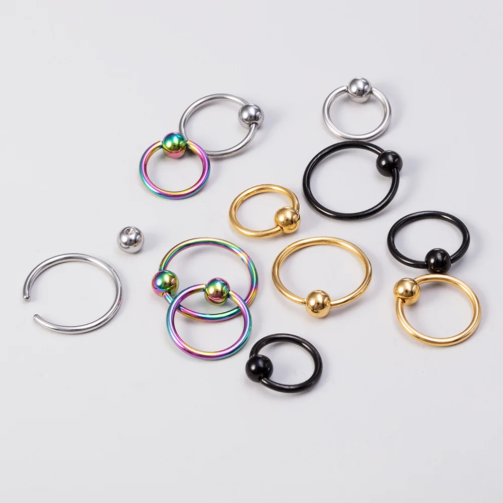 3PC 8/10/12mm 16G Surgical Steel CBR Nose Hoop Ring Septum Eyebrow Lip Cartilage Helix Tragus Earring PA Nipple Piercing Jewelry