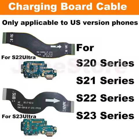 Charging Port Board For Samsung S23 S22 S21 S20 Plus Ultra US G998U S918U S908U Fast Charge Motherboard Connect USB Flex Cable