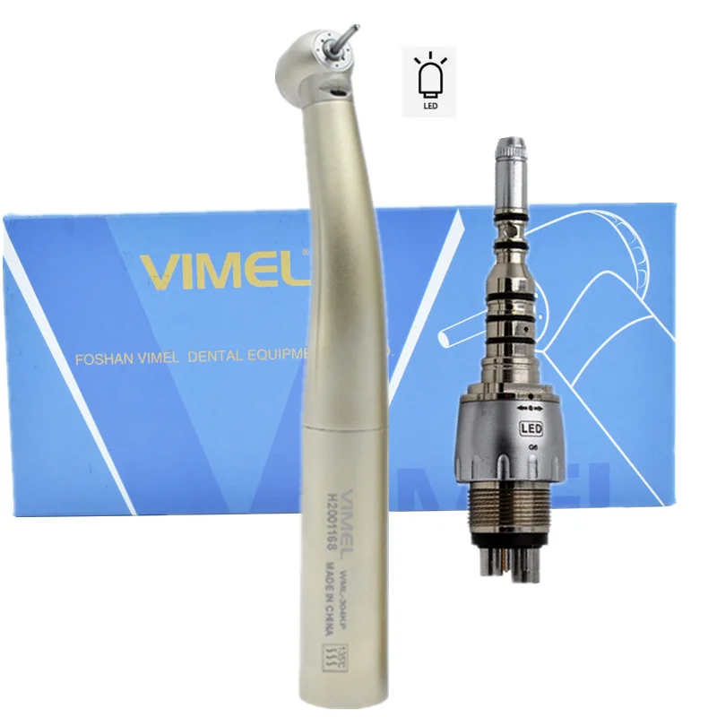 Vimel  High Speed Handpiece Optical Fiber LED With 6 Hole Quick Coupler Hand Drill Dentists Chair Equipment