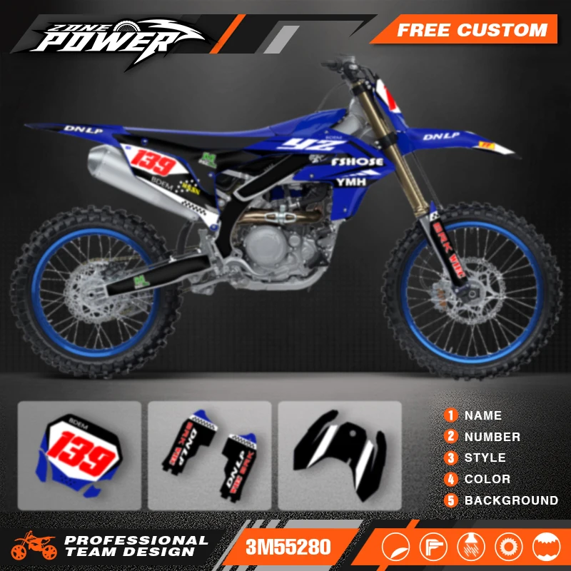 Powerzone For Yamaha YZF 450 23-25 YZF 250 2024 2025 2026 Custom Team Motorcycle Graphics Adhesive Decals Sticker Kits 09