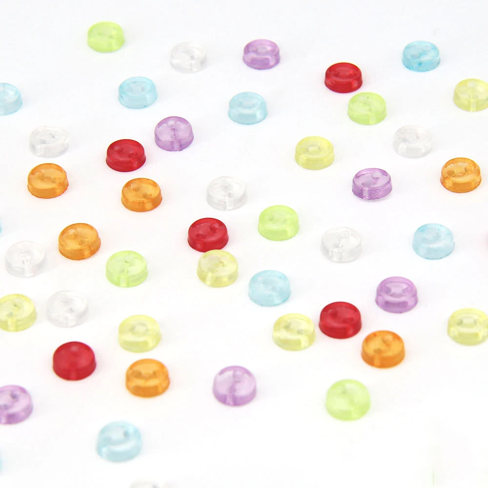 5mm Mini Buttons Transparent Colorful Tiny Resin Buttons For Crafts Scrapbooking DIY Dolls Clothing Garment Sewing Accessories