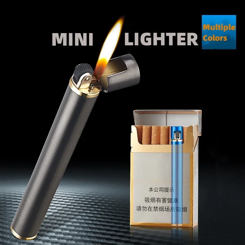 Creative Metal Cigarette Shaped Lighters Fire Grinding Wheel Pocket Mini Lighter Outdoor Butane Gas Lighter Unusual Lighter