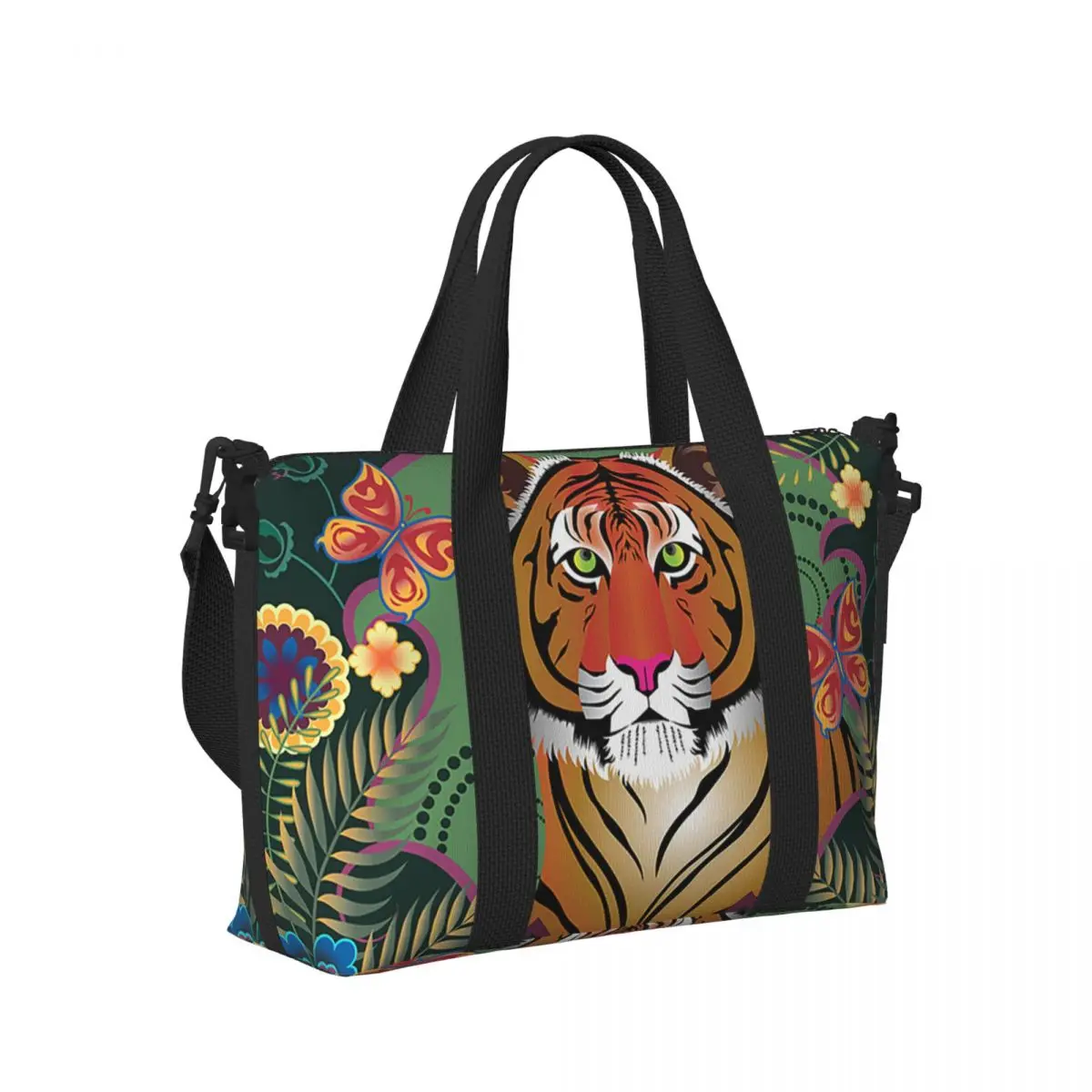 

Leopard Tiger Cartoon Beach Travel Bag Large Capacity Tote Bags for Gym Sport Women Shopping Duffle Shoulder Bag