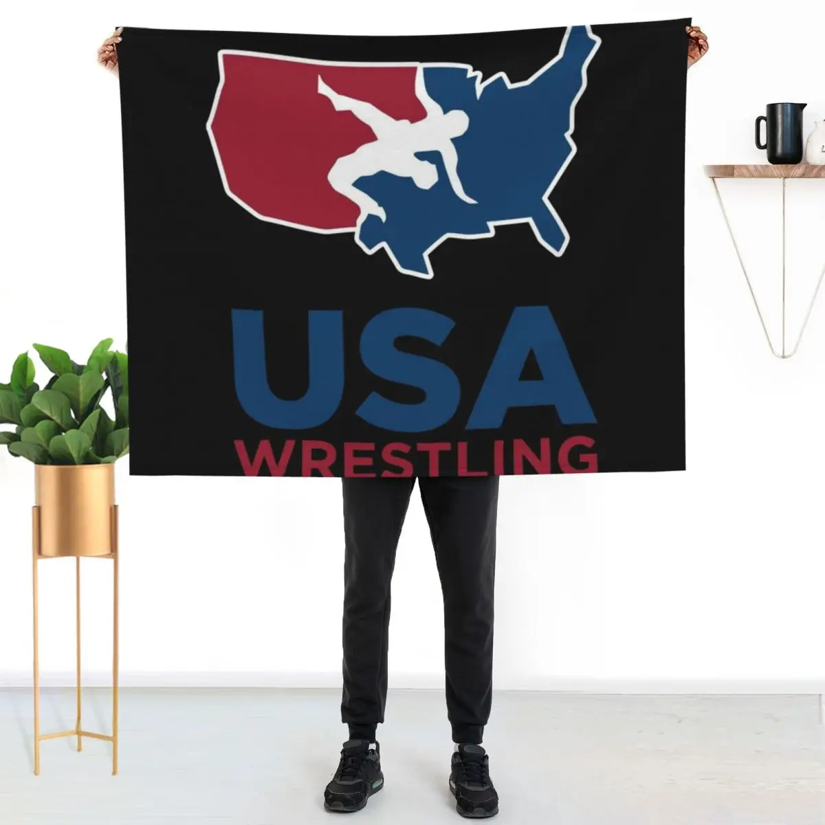 

Brilliant No 1 USA Wrestling Design Throw Blanket Travel Size Cozy Blanket for Plane Train