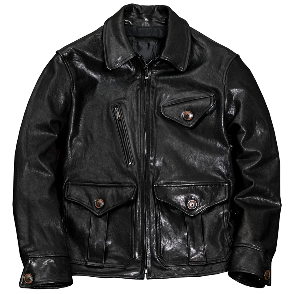 Luxury Newsboy Top Coat SheepSkin Leather Jacket and Coat For Men American Design Motorcycle Real Goat Leather Street Man Coat