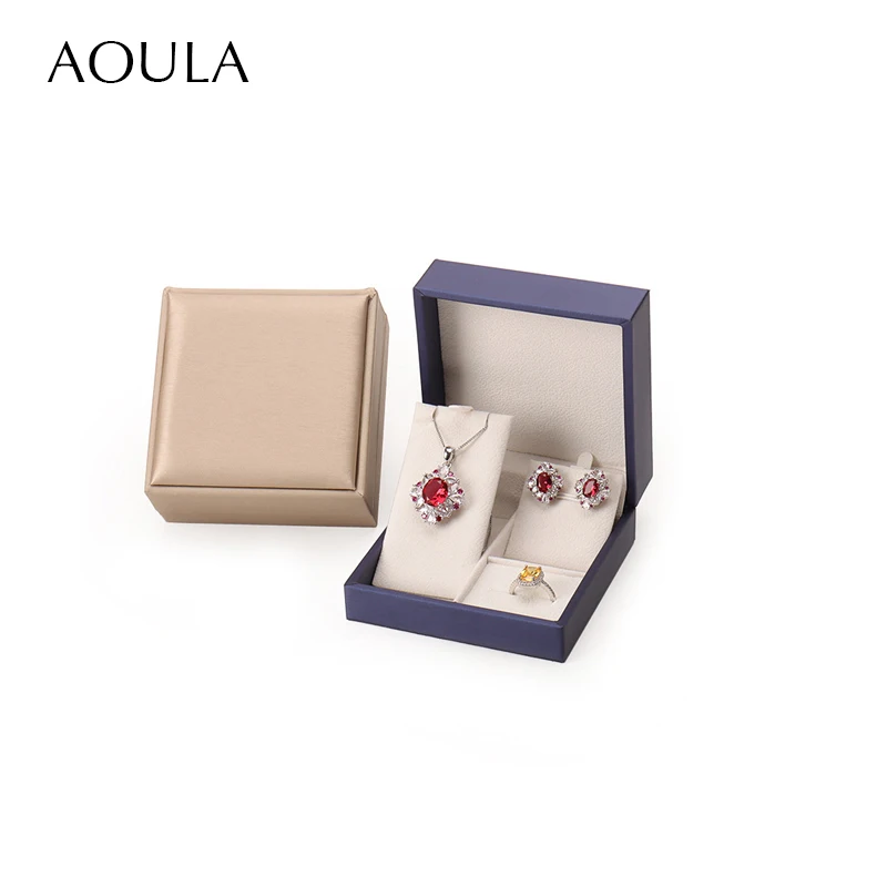 

Jewelry Set Box Earring Ring Bracelet Necklace Display Case PU Leather Small Jewelry Gift Storage Box for Travel Valentine's Day