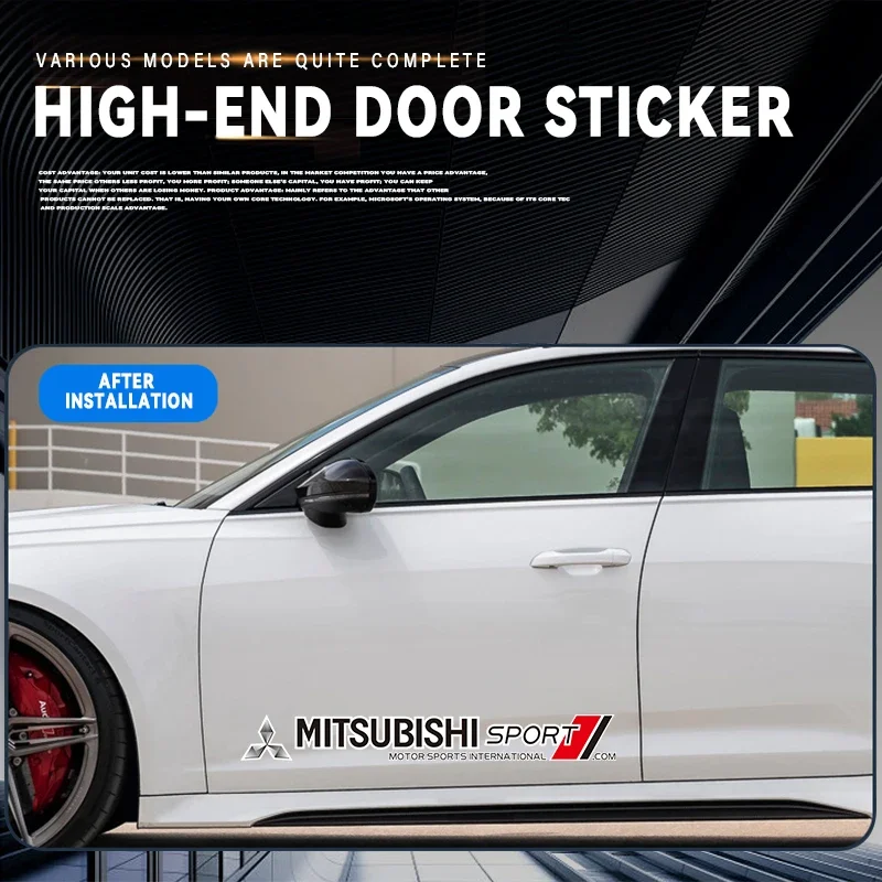 2Pcs Car Side Door Stickers Logo Styling Decoration Decal For Mitsubishi Eclipse Lancer Outlander Pajero ASX Colt Delica Triton