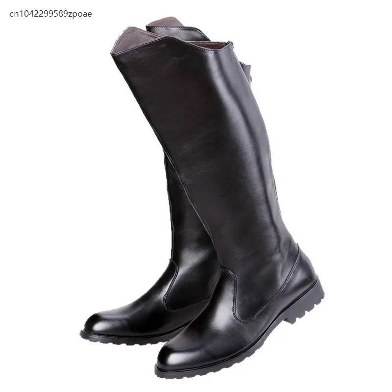 British-Style High-Quality Over-the-Knee Boots for Men Fall/Winter 2025 PU Leather Square-Heel Cowboy Boots Rider Boots