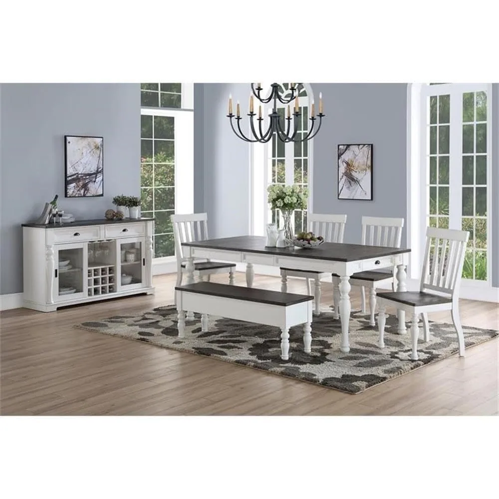 Farmhouse Style Dining Scooped Wood Seat White Finish, Set of 2 Side Chair, 20