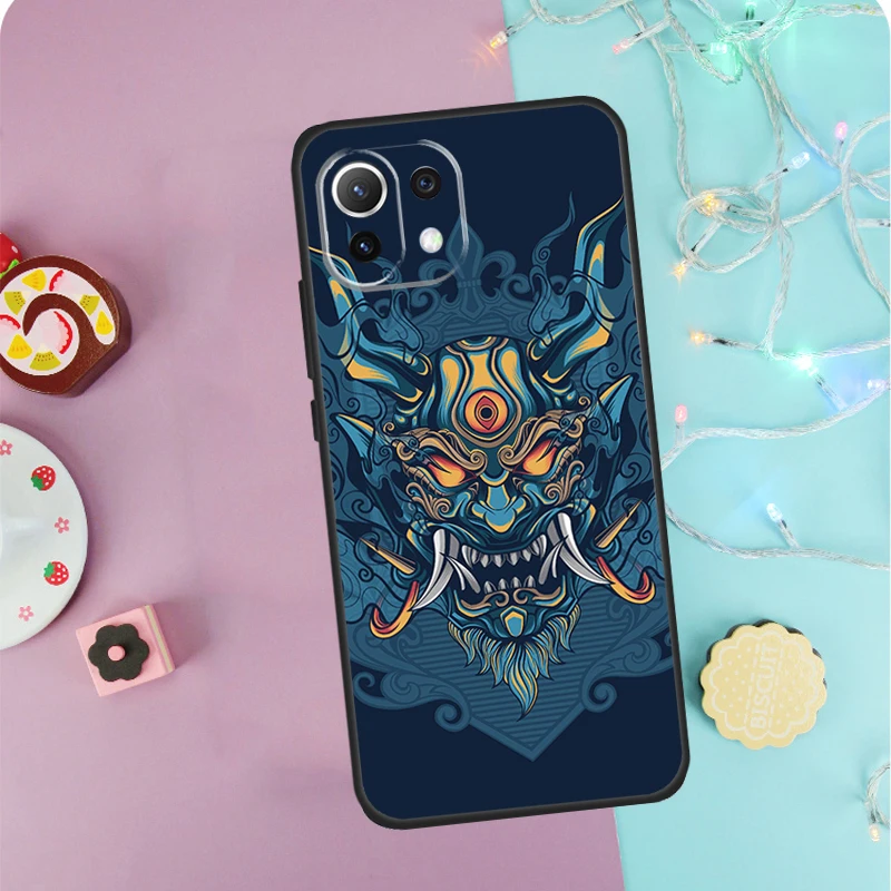 Japanese Samurai Oni Mask Case For POCO X5 X3 F5 Pro M5 F3 F4 X4 GT Cover For Xiaomi 13 Ultra 11T 12T Pro 12 Lite