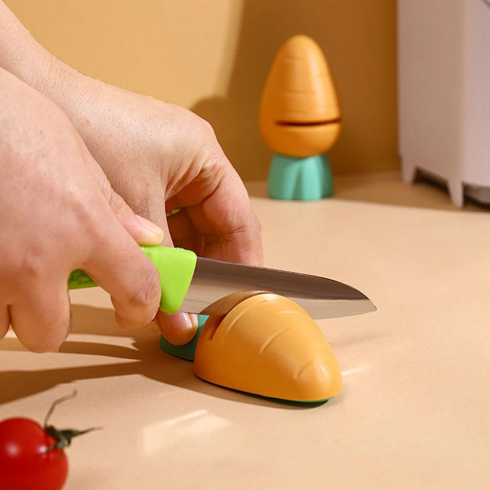

4Pcs Mini Kitchen Whetstones NonSlip Base LongService Cartoon Carrot Sharpening Stones Practical Sharpener Safe Frosted Grinding