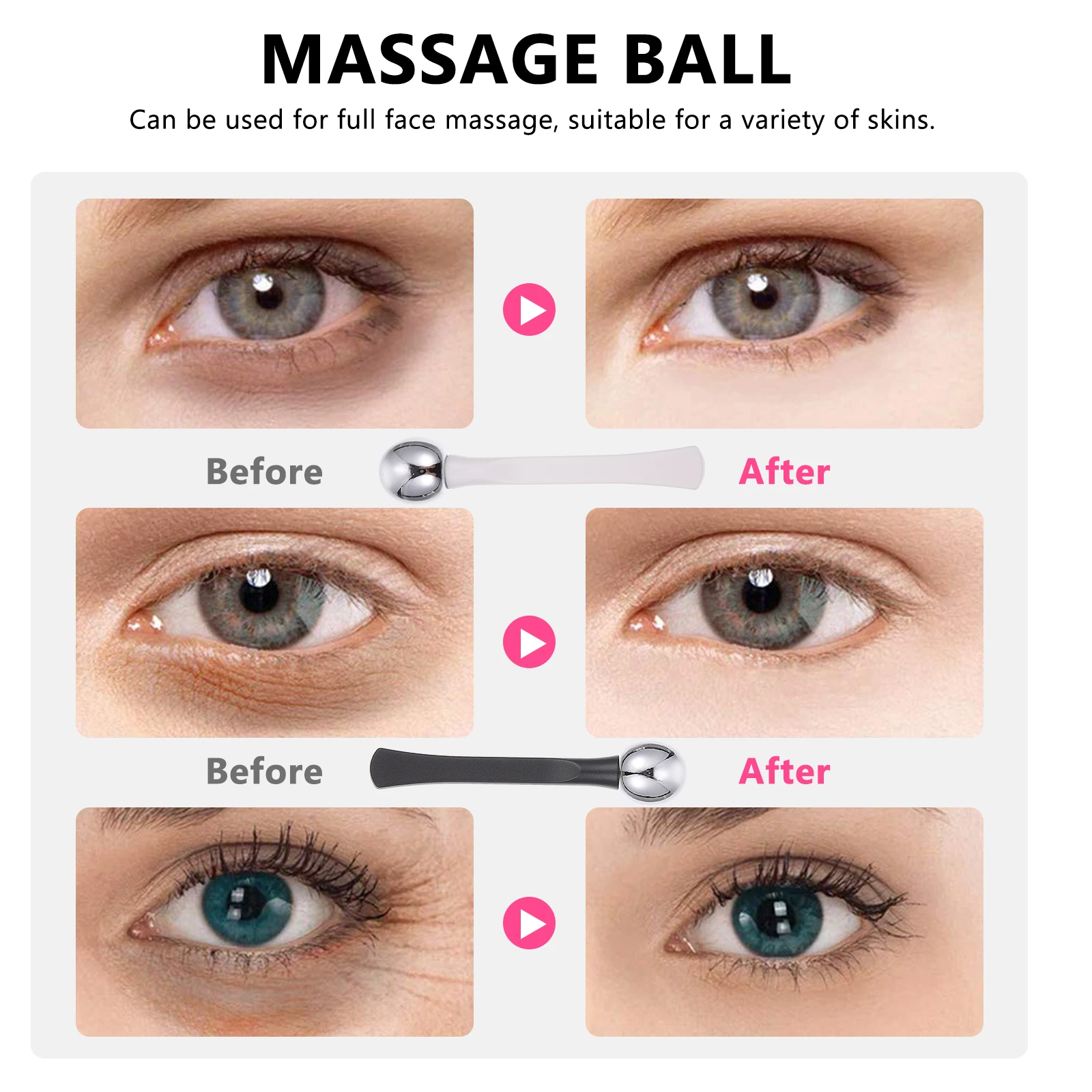 

4pcs Cream Massage Sticks Zinc Alloy Resin Portable Massager Skincare Applicator Tools Puffiness Relief Facial Beauty Stick Eye