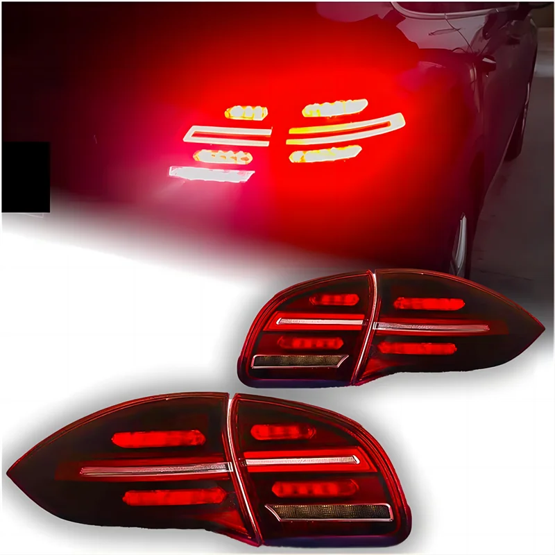 Pair Red Color Upgraded Tail Lights Assembly For Porsche Cayenne 958 2011-2014 Rear Lamps Taillights