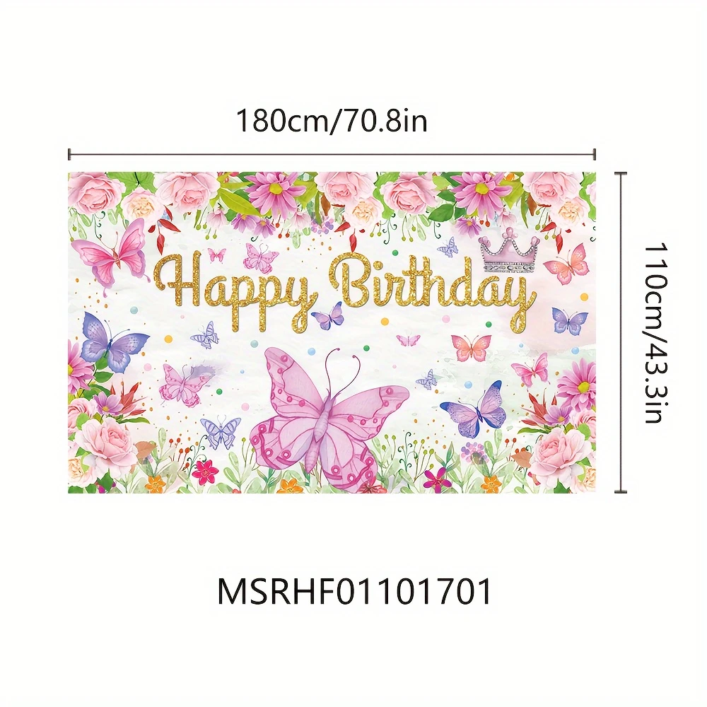 Colorful butterfly birthday party decoration background, spring themed celebration event background banner decoration