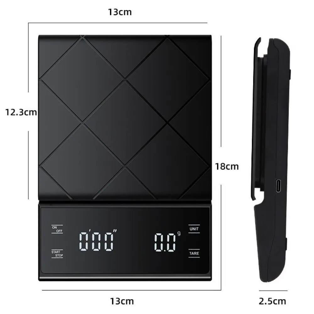 3kg/0.1g Capacity Coffee Scale Multifunction LCD Display Digital Kitchen Scale Digital Timing High Precision