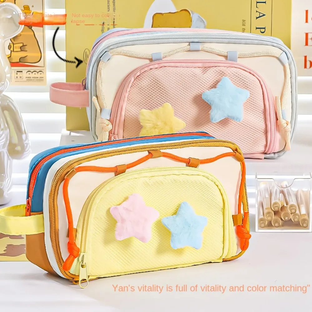 7 Multilayer Y2K Star Stationery Bag Large Capacity Cosmetics Card Pen Korean Pencil Case Y2K Ins Aesthetic Ins Pencil Pouch