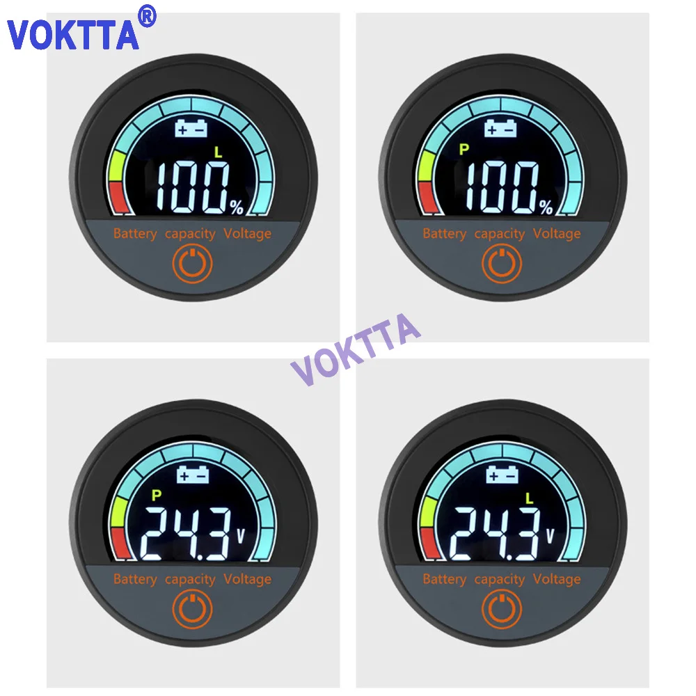 5918 DC 8-100V Handlebar Mounting Set Circular DC Voltmeter Integral Waterproof Lithium Lead Oxide Universal Digital Display