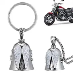 Riding Bell Angel Wings Guardian Keychain Biker Riding Bell Necklace Motorcycle Accessories For Biker Riders Good Luck Gift