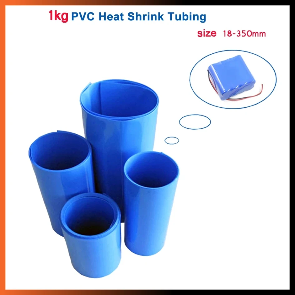 

1KG PVC Heat shrink tube 18mm-350mm blue shrink wrapping heat shrink tubing 18650 battery insulation Heat shrinkage Cable Sleeve