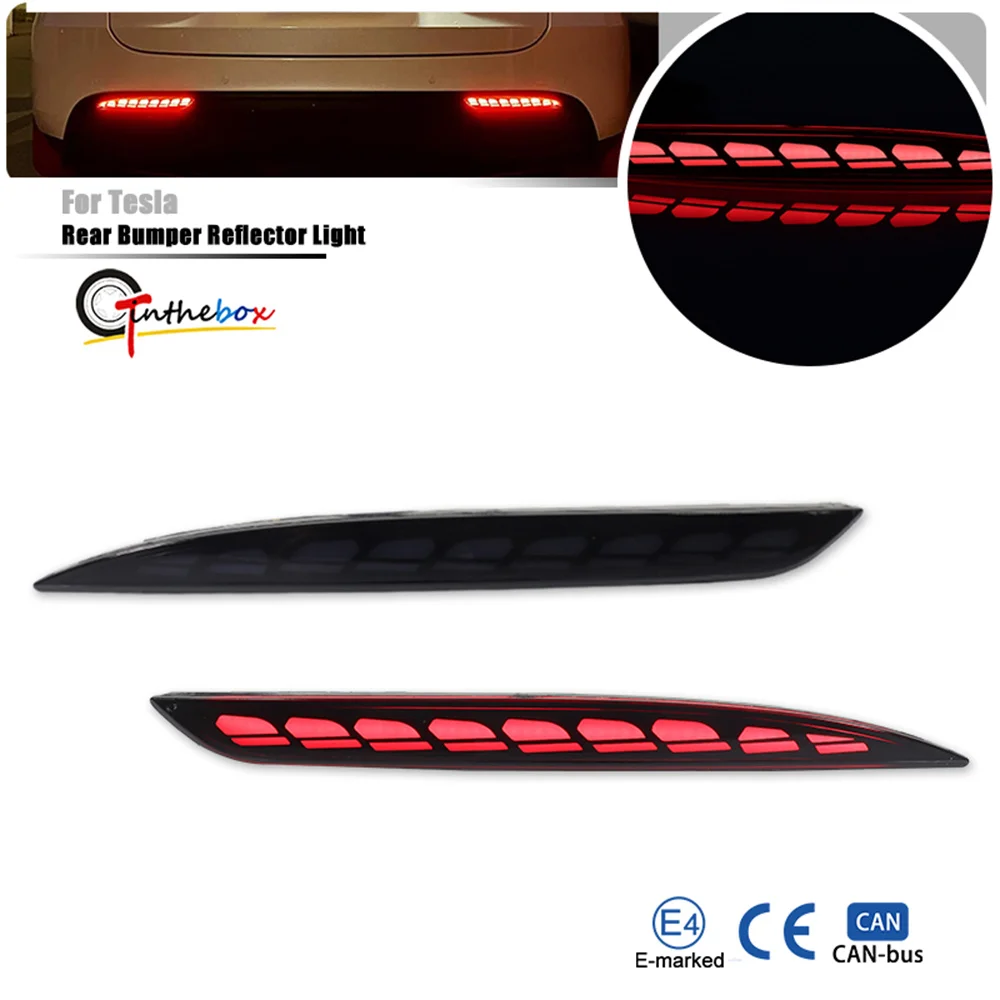 

Car Rear Bumper Reflector Lights For Tesla Model Y 2020-2024 Red LED Tail/Brake Light Rear Fog Light Dynamic Turn Signal Light