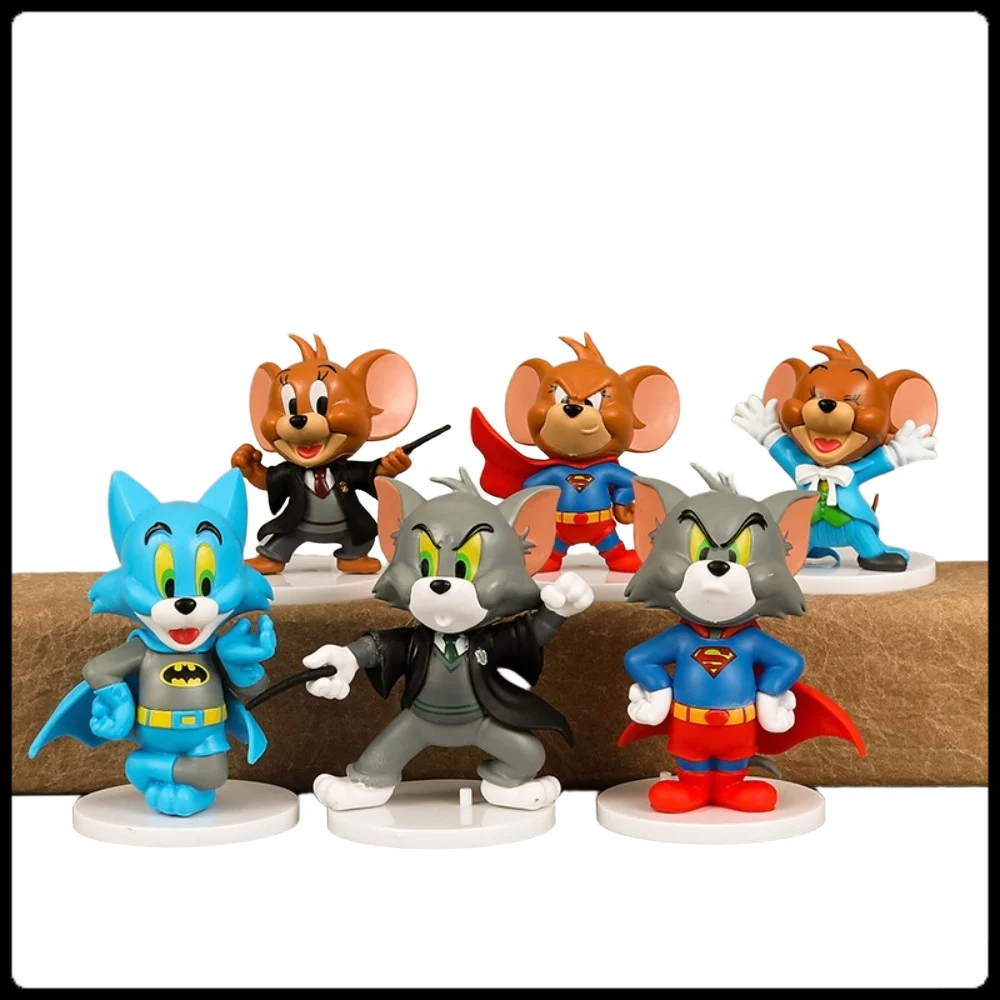 

6 стилей коллекционных фигурок Том и Джерри, игрушки с костюмами кошки и мыши, сменные ПВХ-фигурки, подарки для детей