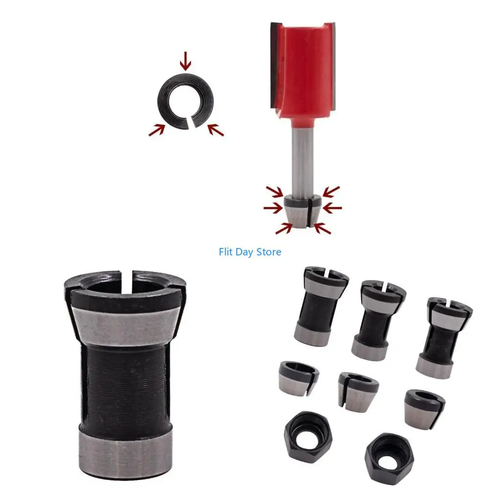 F92C Collets 6.35mm 8mm 6mm Collet Chuck Electric Routers Milling Cutter Engraving Trimming Machine Accessories