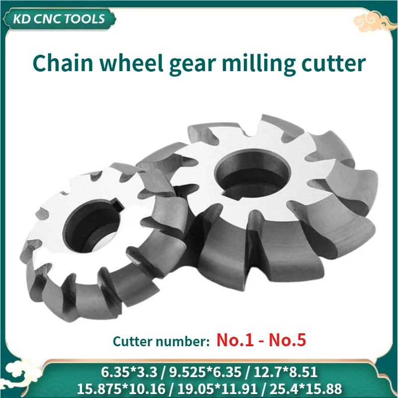 

High speed steel Chain wheel milling HSS cutter gear milling cutter pitch 9.525 12.7 15.875 19.05 25.4 31.75 38.1 No.1-No.5