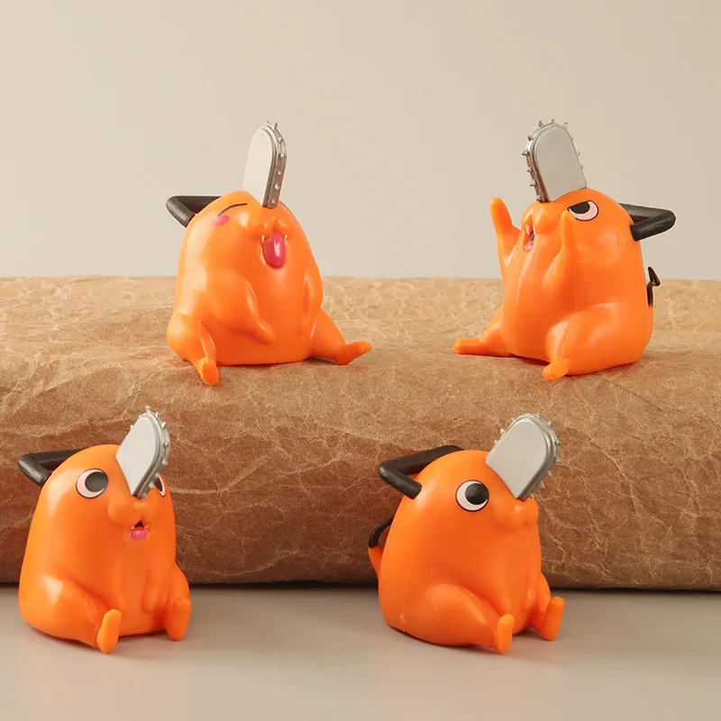 4 Stück Chainsaw Man Niedliche Pochita Figuren Anime-Zubehör Dekorative Ornamente Modell Fansammler-Geschenke Spielzeuge – Detail 2