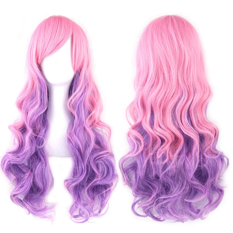 

COS Wig European and American Style Long Bangs Wig Full Head Wig Long Curly Hair Big Waves Anime Party Colorful