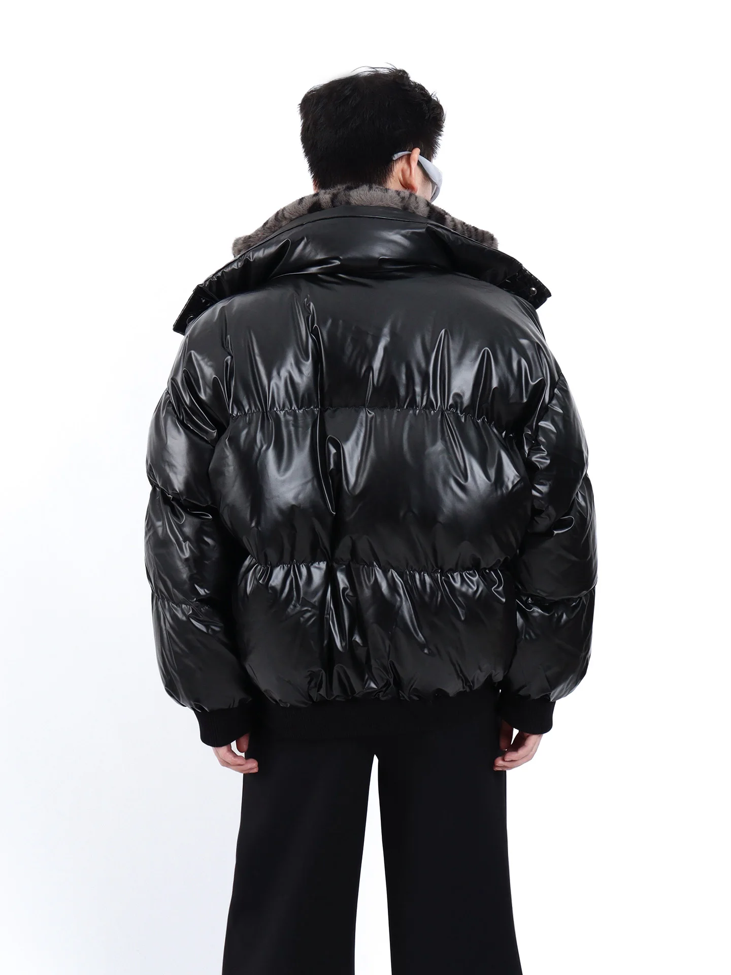 패션 레오파드 프린트 스플라이싱 페이크 투피스 파카 남성용 2025 겨울 신상 두꺼운 따뜻한 트렌디 시크 파카 남성용 긴팔 코트