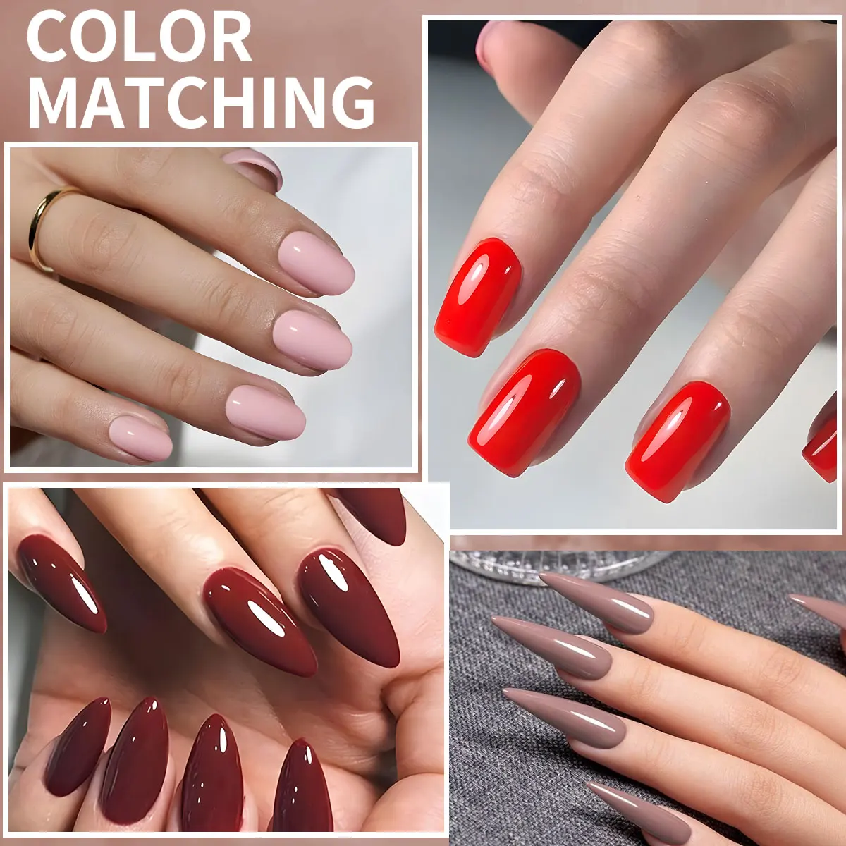 VOKY New 8ml Glass Bottle Gel Nail Polish Single Color, Soakable UV LED Cured Nail Gel, Nude/Brown/Burgundy Cherry Red Gloss Nail view 2