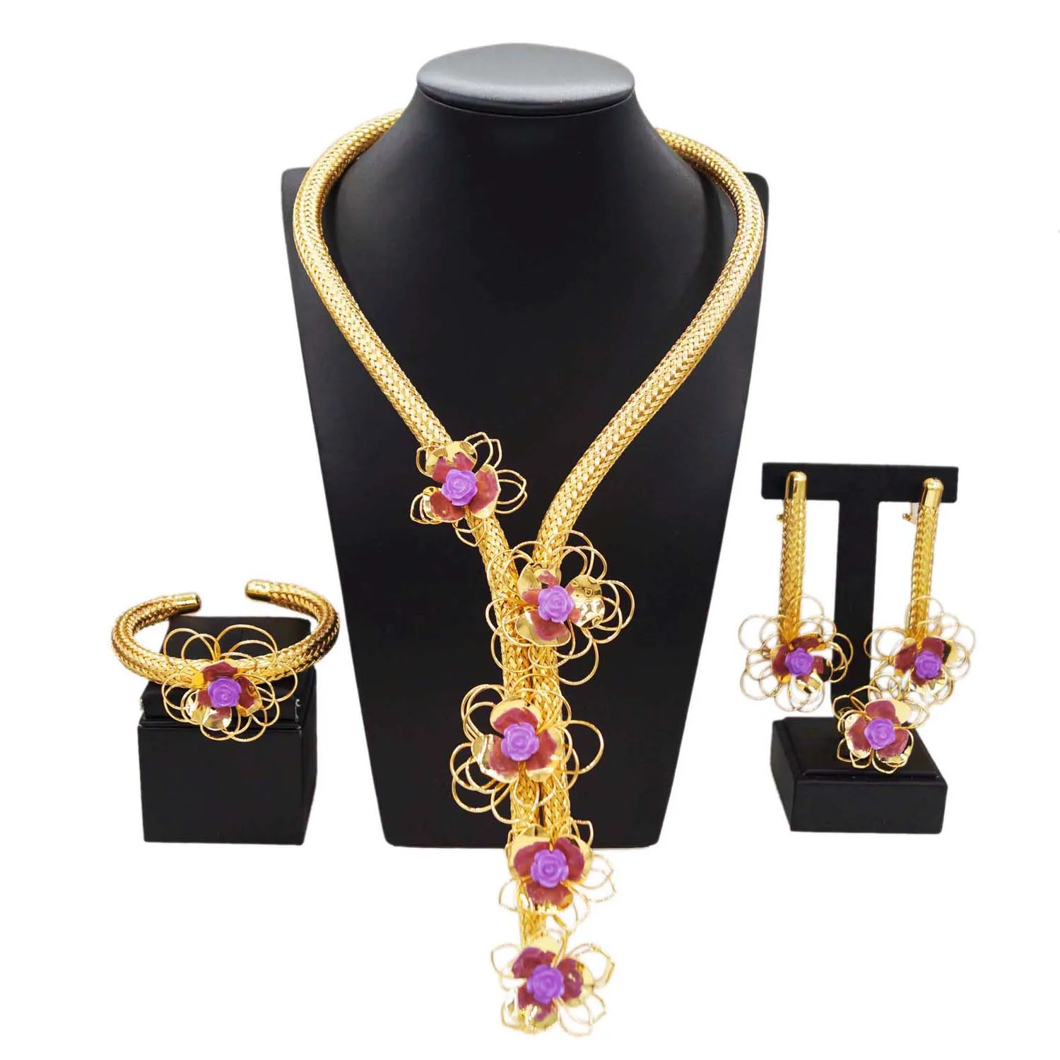

Yulaili fashion new jewelry set Romantic flowers classic elegant French style high-end quality girl coming-of-age factory direct