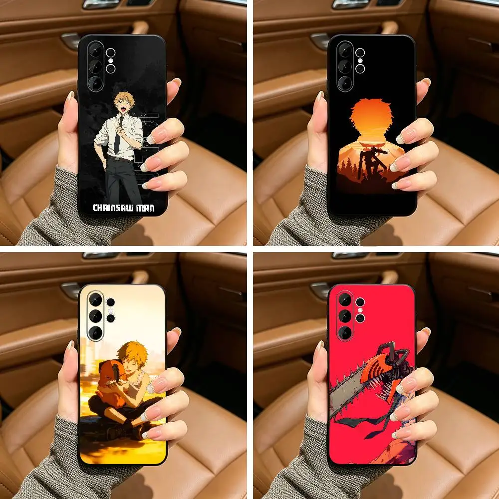 D-Denji-c-Chainsaw -M-Man Phone Case For Samsung S25,S24,S21,S22,,Plus S23,S30,Ultra,S20,Fe,Lite,Black Soft Silicone